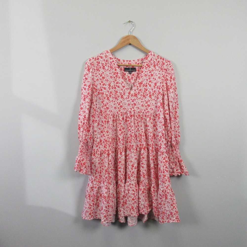 Tuckernuck Pomander Place Kenzo Ditsy Floral Tiered Mini Dress Red Size M